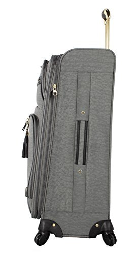 Steve Madden Designer Luggage Collection - 3 Piece Softside Expandable Lightweight Spinner Suitcase Set - Travel Set includes 20 Inch Carry on, 24 Inch & 28-Inch Checked Suitcases (PEEK-A-BOO Grey)